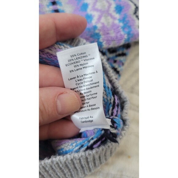 Talbots Petite Fair Isle Cardigan Sweater – Gray Multi Pastel – Size SP - Picture 4 of 7